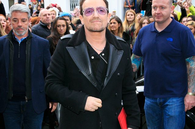 Bono going to a recording session last week